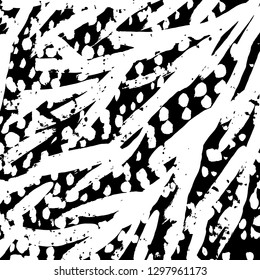 Brush grunge pattern. White and black vector.