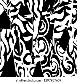 Brush grunge pattern. White and black vector.
