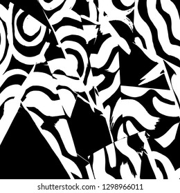 Brush grunge pattern. White and black vector.