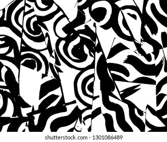 Brush grunge pattern. White and black vector.