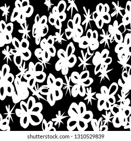 Brush grunge pattern. White and black vector.
