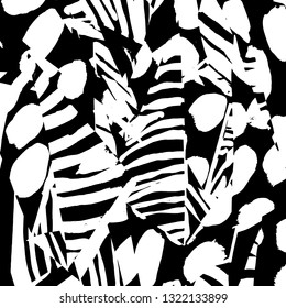 Brush grunge pattern. White and black vector.
