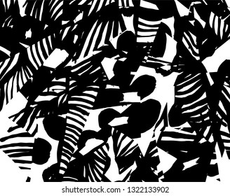 Brush grunge pattern. White and black vector.