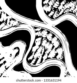 Brush grunge pattern. White and black vector.