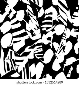 Brush grunge pattern. White and black vector.