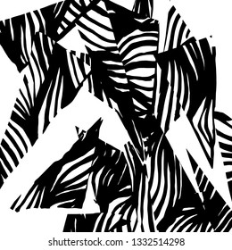 Brush grunge pattern. White and black vector.