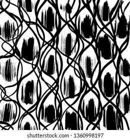 Brush grunge pattern. White and black vector.