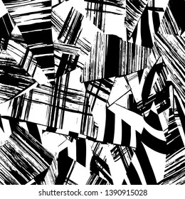 Brush grunge pattern. White and black vector.