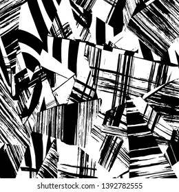 Brush grunge pattern. White and black vector.