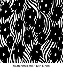 Brush grunge pattern. White and black vector.