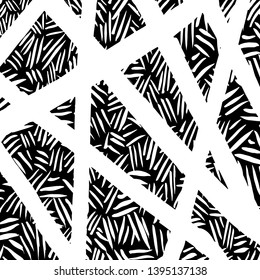 Brush grunge pattern. White and black vector.