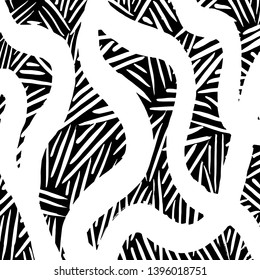 Brush grunge pattern. White and black vector.