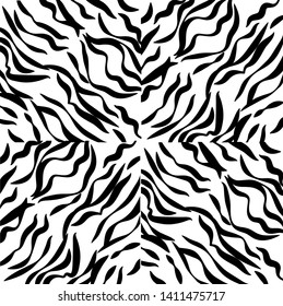 Brush grunge pattern. White and black vector. Geometric line black ornament. Ornamental stylish background Zebra. Abstract stripe tile texture