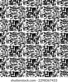 brush grunge scribble strokes line square seamless vector pattern