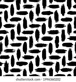 Brush Grunge nahtloses Muster. Handgezeichnete Textur festhalten. Abstrakte Linien. Schacher Hintergrund. Wiederholtes schwarz-weißes Muster. Wiederholen Sie Freibord-Tinte-Knöpfe für Designdrucke. Vektorgrafik