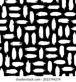 Patrón sin soldadura de brocha. Mantiene la textura dibujada a mano. Líneas abstractas. Fondo controlado. Patrón repetido en blanco y negro. Repetir el fondo de las grabaciones de tinta a mano libre para las impresiones de diseño. Vector