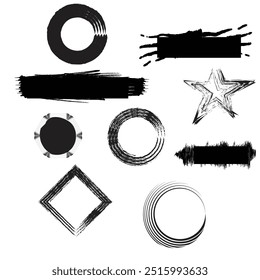 brush, grunge, Vector, diseño, pincelada, borde, elemento, creativo; estilo; grunge; medio; punto; de moda; logotipo; negocio; conjunto; Plantilla; 
