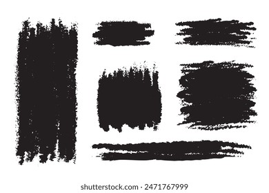 brush grungy black ink paint,Set. hand drawn graphic element isolated on white background. Vector illustration