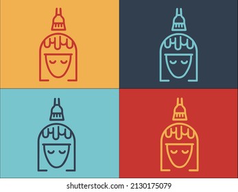 Brush Hair Coloring Logo Template, Simple Flat Icon of hair,beauty,brush