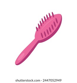 A brush for hair, lady's beauty things, illustration a white background. Pinkcore. Pink for girls