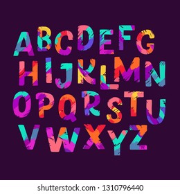 Brush hand drawn alphabet made in vector. Colourfull letters for your design. Isolated characters. Handdrawn display font for DIY projects and kids design.
