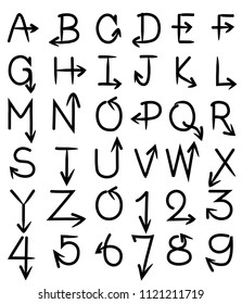brush hand drawn arrow font