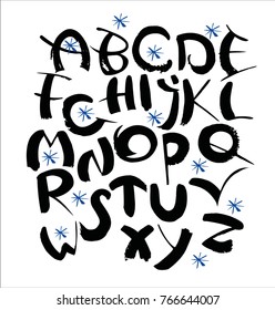Brush Hand drawn Font. Winter Holiday style