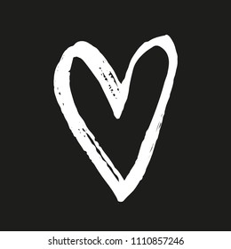 Brush hand drawn heart. Vector symbol of heart.