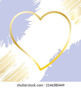 Cepillarse con la mano dibujada con el corazón de gradiente de oro lineal. El fondo es bonito y los colores pastel para una marca o firma de cosméticos. Adecuado para decorar productos para niñas. Elementos de diseño de moda para decorar tarjetas