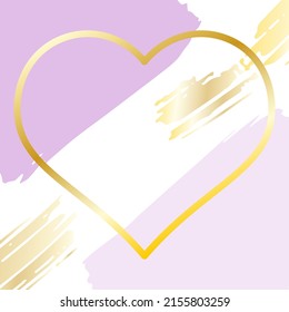 Cepillarse con la mano dibujada con el corazón de gradiente de oro lineal. El fondo es bonito y los colores pastel para una marca o firma de cosméticos. Adecuado para decorar productos para niñas. Elementos de diseño de moda para decorar tarjetas