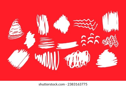 Colección de conjuntos de cuadrados, subrayados dibujados con la mano del pincel, círculos y círculos. Pincel de doodle de colección. Vector.