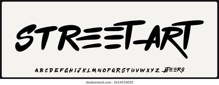 Brush hand drawn vector font. Alphabet uppercase and alternative with rough and urban style.