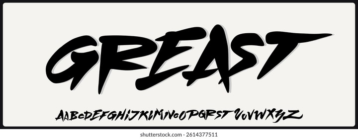 Brush hand drawn vector font. Alphabet uppercase with rough and urban style.