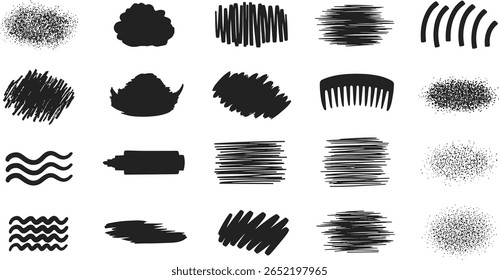 Brush hand drawn vector strokes, paint stains, artistic textured backgrounds, text frames. Big set, collection. Grungy rectangles, freehand wide stripes, lines, uneven shapes, rough edges and texture
