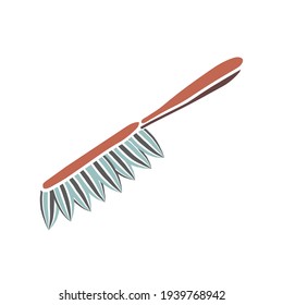Brush with a handle. A tool for cleaning the house. Vector illustration.