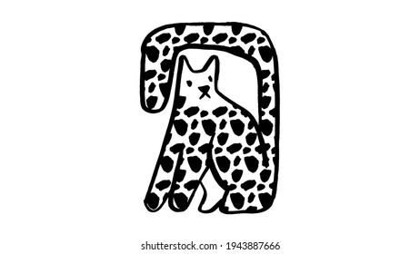 pincel hecho a mano Ilustración de un gato