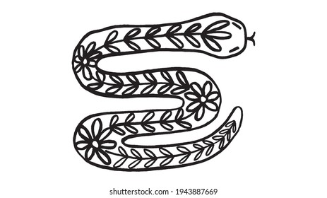 brush handmade Illustration of a snake