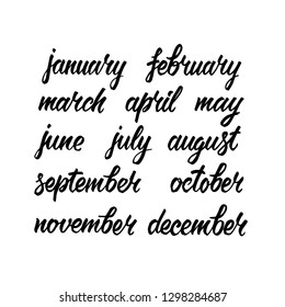 Vector Illustration Months Hand Lettering Months Stock Vector (Royalty ...