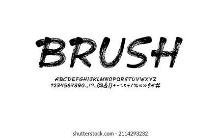 Brush handwritten font, script alphabet, calligraphy cursive typeface in style of hand drawn, vector illustration 10EPS