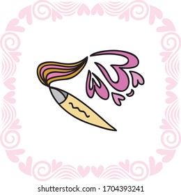 Brush und Herz. Vektorillustration