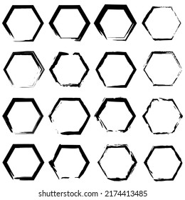 brush hexagons. Banner template design. Grunge texture. Brush texture. Vector illustration. stock image. 