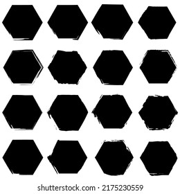 pincel hexágono. Diseño de plantillas de banner. Grunge textura. Textura del pincel. Ilustración vectorial. imagen de stock.