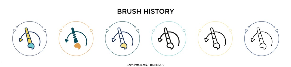 Brush history icon in filled, thin line, outline and stroke style. Vector illustration of two colored and black brush history vector icons designs can be used for mobile, ui, web