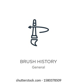 Brush history icon. Thin linear brush history outline icon isolated on white background from general collection. Line vector sign, symbol for web and mobile