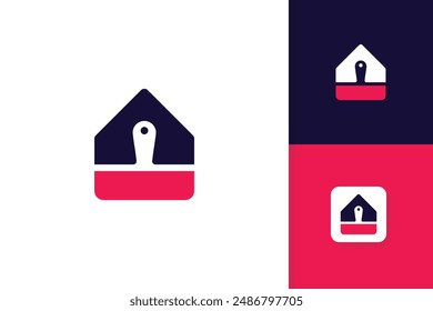 brush and house logo design vector template