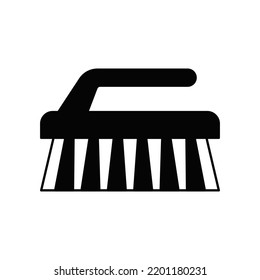 Brush housekeeping icon in black flat glyph, filled style isolated on white background