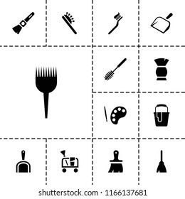 Brush icon. collection of 13 brush filled icons such as palette, cleaning tools, dustpan, paint bucket. editable brush icons for web and mobile.