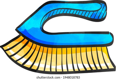 Brush icon in color drawing. Toilet sanitary cleaner wet bathroom