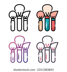 Brush icon design in four variation color