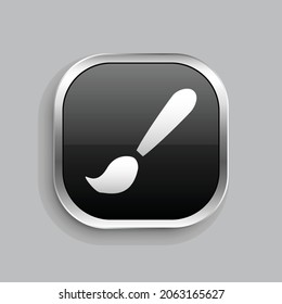 brush icon design. Glossy Button style rounded rectangle isolated on gray background.. Vector illustration